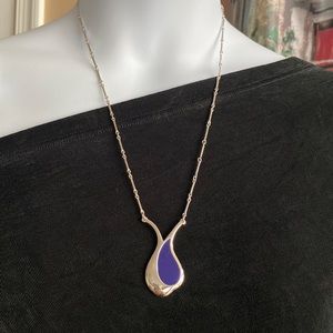 Vintage Modern Silvertone with Purple stone Necklace